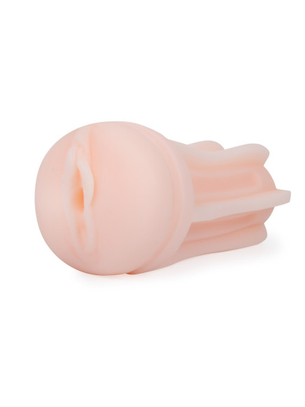 Телесный мастурбатор в виде вагины в колбе из пластика Телесный мастурбатор в виде вагины в колбе из пластика