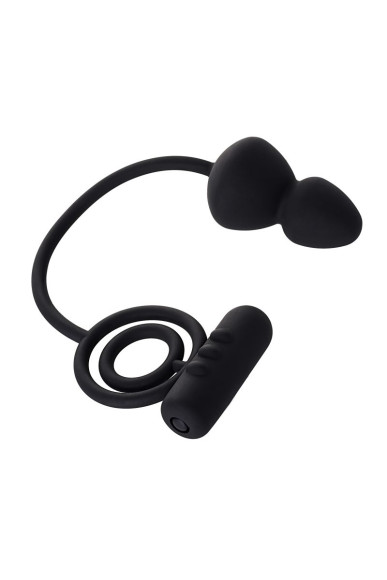 Чёрное эрекционное кольцо с вибростимулятором и анальным хвостом Чёрное эрекционное кольцо с вибростимулятором и анальным хвостом