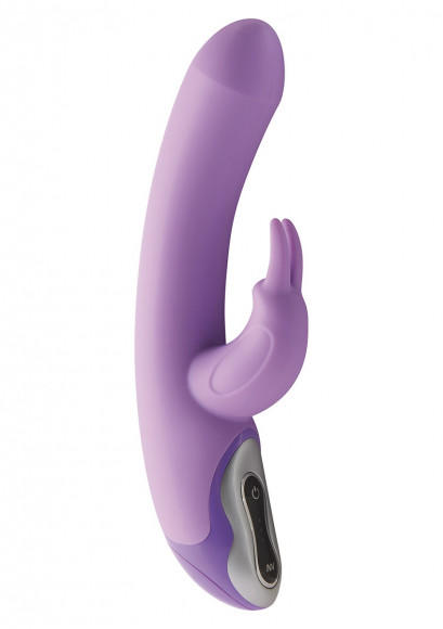 Фиолетовый вибратор NOVA RABBIT с клиторальным зайчиком - 23,5 см.