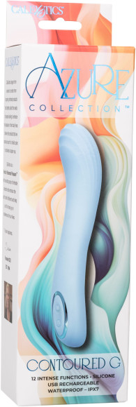 Голубой изогнутый вибромассажер Contoured G - 22,7 см. Голубой изогнутый вибромассажер Contoured G - 22,7 см.