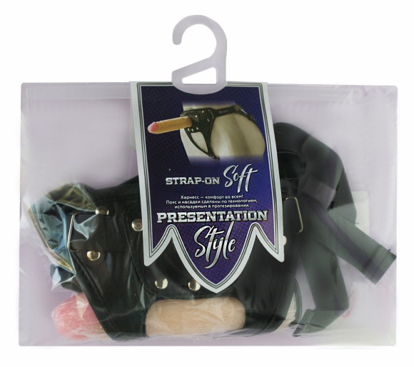 Черный пояс-трусики с двумя телесными насадками Soft-Dolli - 15,7 и 10 см. Черный пояс-трусики с двумя телесными насадками Soft-Dolli - 15,7 и 10 см.