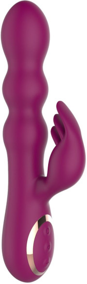 Сливовый вибратор-кролик AN Stamen с массажем бусинами - 22 см. Сливовый вибратор-кролик AN Stamen с массажем бусинами - 22 см.