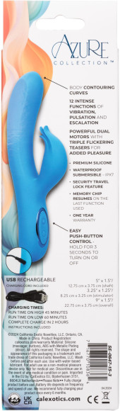 Голубой вибратор-кролик Flutter G - 22,7 см. Голубой вибратор-кролик Flutter G - 22,7 см.