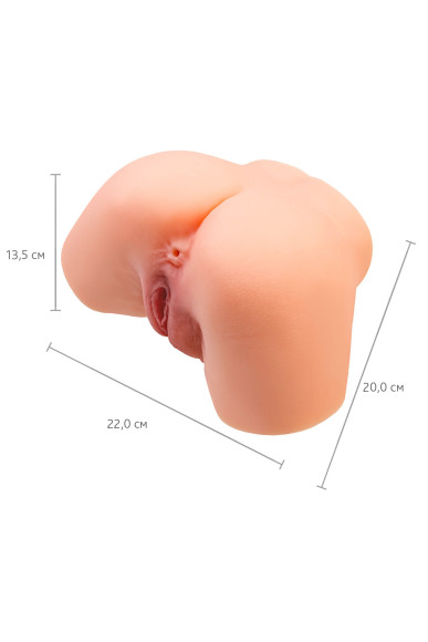 Телесный реалистичный мастурбатор-полуторс с 2 любовными входами