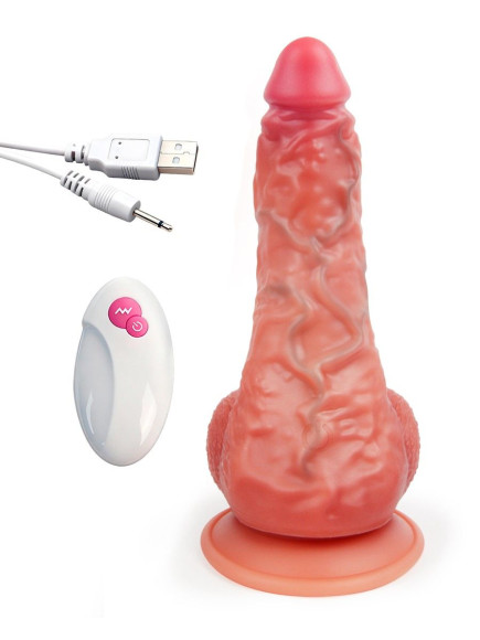 Телесный вибратор-реалистик с пультом ДУ - 24 см. Телесный вибратор-реалистик с пультом ДУ - 24 см.