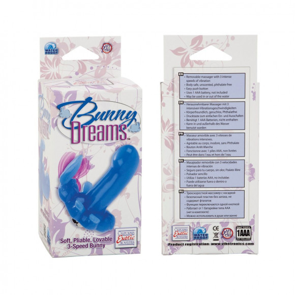 Голубой вибростмулятор в виде кролика Bunny Dreams