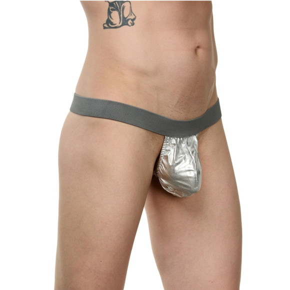 Мужские серебристые трусы-стринги Мужские серебристые трусы-стринги