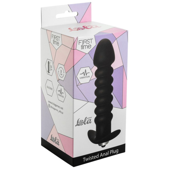 Чёрная анальная вибропробка Twisted Anal Plug - 13 см. Чёрная анальная вибропробка Twisted Anal Plug - 13 см.
