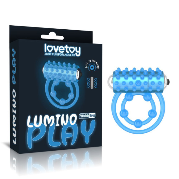 Голубое, светящееся в темноте виброкольцо Lumino Play Vibrating Penis Ring Голубое, светящееся в темноте виброкольцо Lumino Play Vibrating Penis Ring