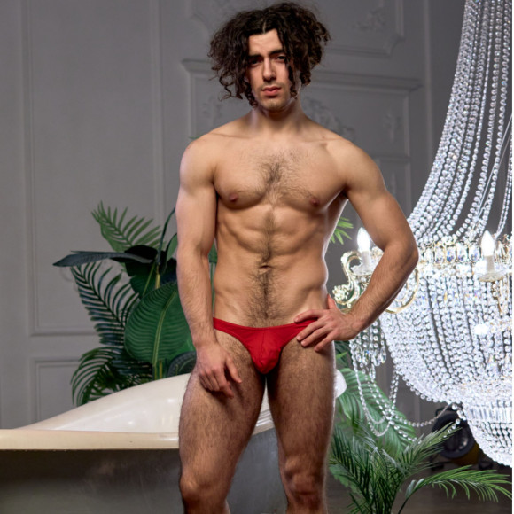 Красные мужские хлопковые трусы-бразилиана Красные мужские хлопковые трусы-бразилиана