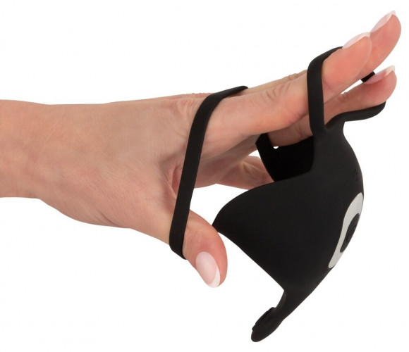 Черная вибронасадка для эрекции и стимуляции мошонки Cock ring with RC ball massager