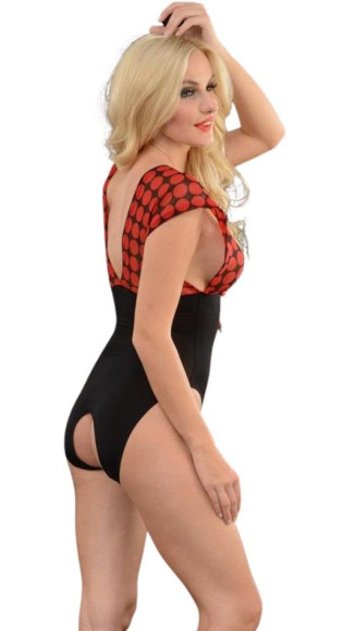 Женское боди с верхом в крупный горох Женское боди с верхом в крупный горох