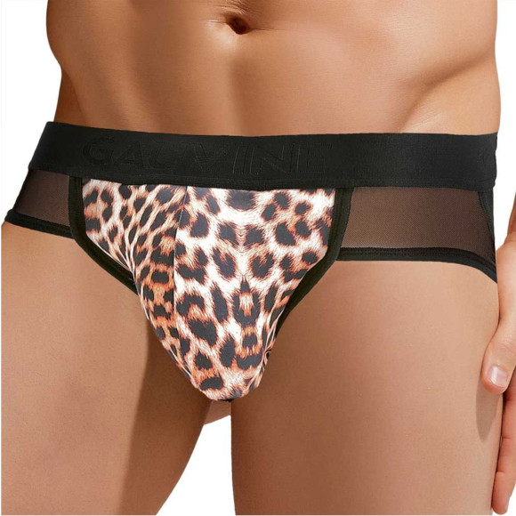 Сексуальные мужские трусы-джоки с леопардовой вставкой по центру Сексуальные мужские трусы-джоки с леопардовой вставкой по центру