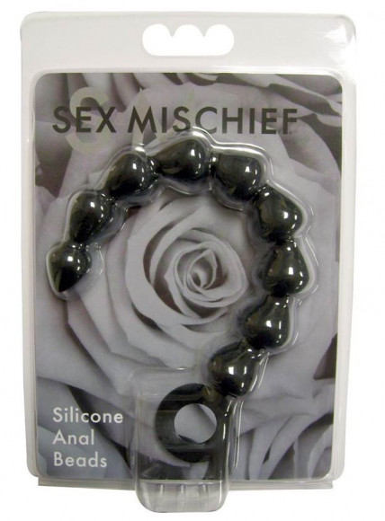 Чёрная анальная цепочка Black Silicone Anal Beads - 20 см.