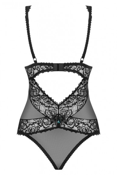 Эффектное полупрозрачное боди с кружевом