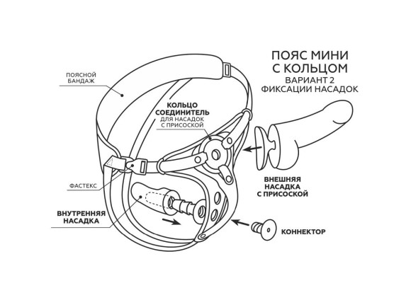 Красно-черный женский пояс с 2 способами крепления насадок Красно-черный женский пояс с 2 способами крепления насадок