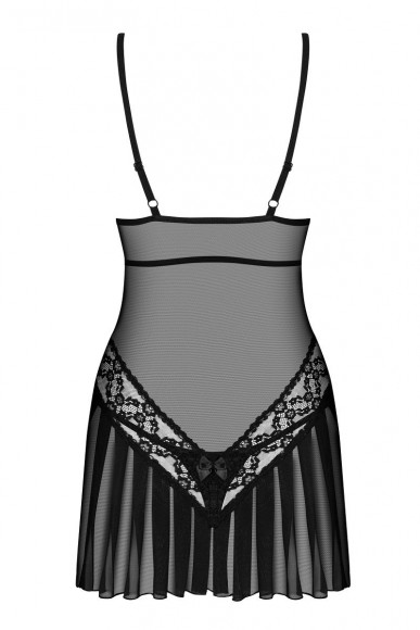 Облегающая сорочка с рюшами на лифе и ниже спинки