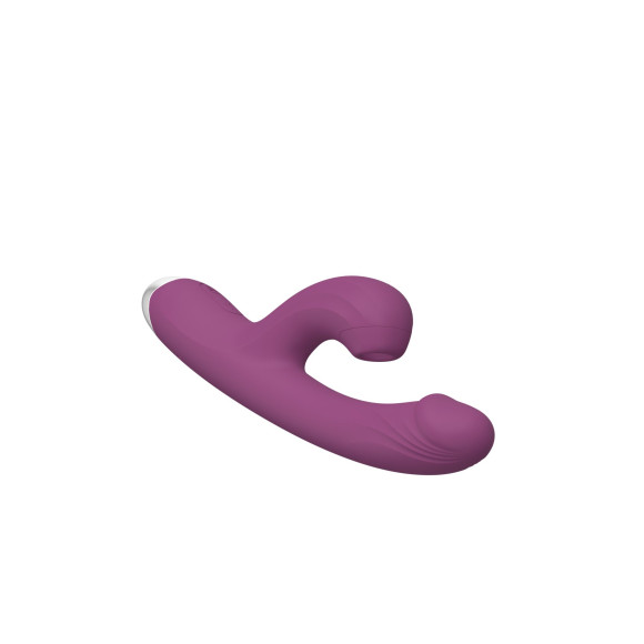 Фиолетовый силиконовый вибратор-кролик с вакуумным клиторальным отростком - 20,5 см. Фиолетовый силиконовый вибратор-кролик с вакуумным клиторальным отростком - 20,5 см.