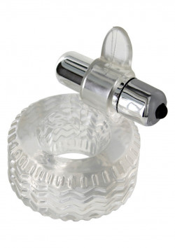 Прозрачное кольцо на пенис с вибрацией POWER HARDWARE C-RING