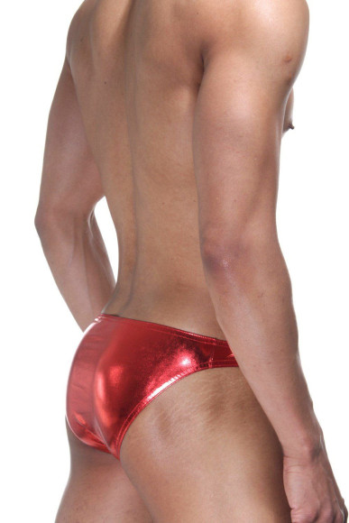 Красные блестящие мужские трусы-слипы Красные блестящие мужские трусы-слипы