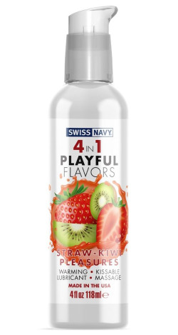 Массажный гель 4-в-1 Straw-Kiwi Pleasures с ароматом клубники и киви - 118 мл. Массажный гель 4-в-1 Straw-Kiwi Pleasures с ароматом клубники и киви - 118 мл.