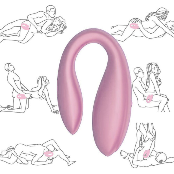Нежно-розовый вибратор для пар с пультом ДУ Нежно-розовый вибратор для пар с пультом ДУ