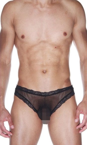 Мужские трусы-бразилиана с кружевной отделкой Мужские трусы-бразилиана с кружевной отделкой