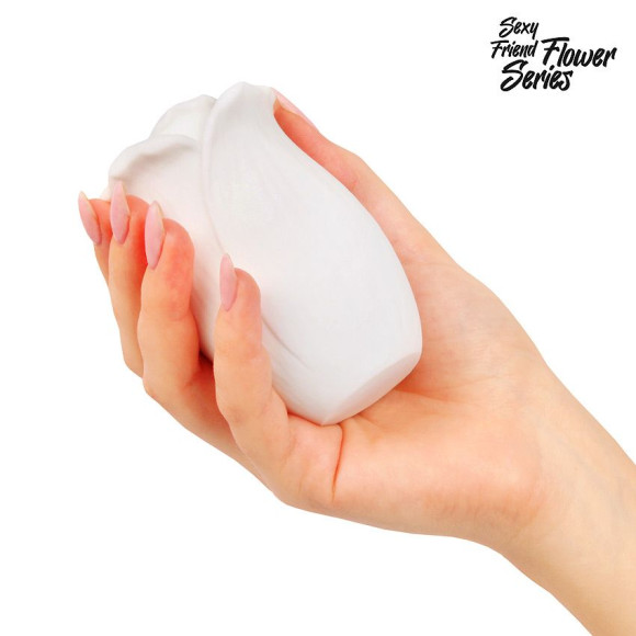 Белый нереалистичный мастурбатор в форме бутона цветка White Rose Белый нереалистичный мастурбатор в форме бутона цветка White Rose