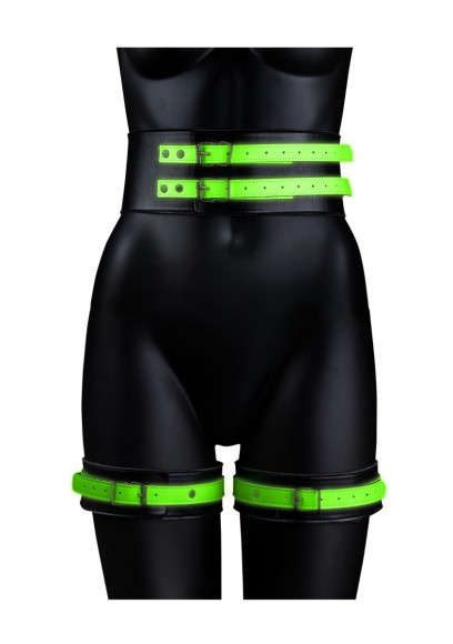 Набор для бондажа Thigh Cuffs with Belt and Handcuffs - размер L-XL Набор для бондажа Thigh Cuffs with Belt and Handcuffs - размер L-XL