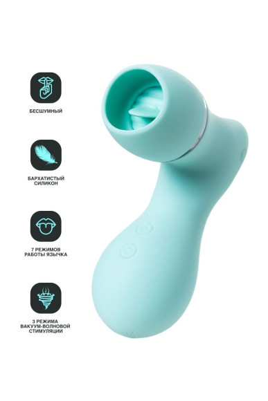 Мятный вакуум-волновой стимулятор клитора с язычком DINGO Мятный вакуум-волновой стимулятор клитора с язычком DINGO