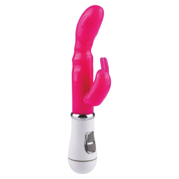 Розовый силиконовый вибратор-кролик - 20,5 см. Розовый силиконовый вибратор-кролик - 20,5 см.