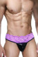 Черно-фиолетовые трусы-танга на кружевном поясе Черно-фиолетовые трусы-танга на кружевном поясе