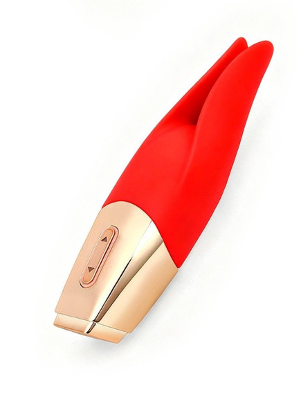 Красный мини-вибратор с раздвоенным кончиком - 12,3 см. Красный мини-вибратор с раздвоенным кончиком - 12,3 см.