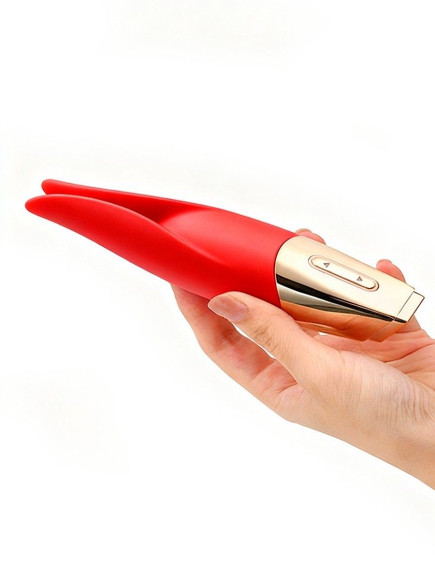 Красный мини-вибратор с раздвоенным кончиком - 12,3 см. Красный мини-вибратор с раздвоенным кончиком - 12,3 см.