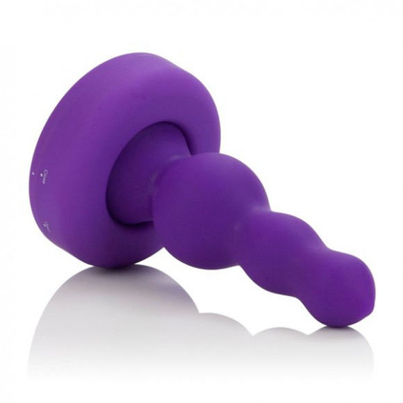 Фиолетовый трехуровневый анальный плаг с 10 функциями - 13 см.