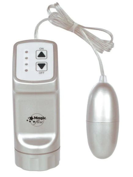 Серебристое виброяйцо с пультом управления на проводе Серебристое виброяйцо с пультом управления на проводе