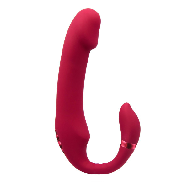 Красный вибратор Indira c гибким стимулятором клитора и нагревом - 18 см. Красный вибратор Indira c гибким стимулятором клитора и нагревом - 18 см.