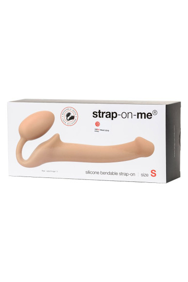 Телесный безремневой страпон Silicone Bendable Strap-On - size S