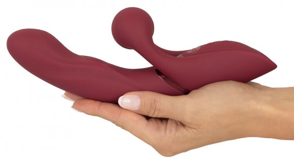 Малиновый вибратор-кролик с функцией постукивания 2 Function Rabbit Vibrator - 22,3 см.