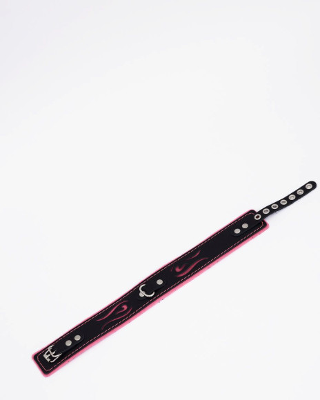 Черно-розовый кожаный ошейник с розовой строчкой Черно-розовый кожаный ошейник с розовой строчкой