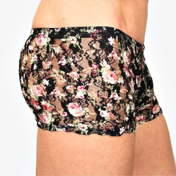 Мужские трусы-боксеры в сеточку с цветочным узором Мужские трусы-боксеры в сеточку с цветочным узором