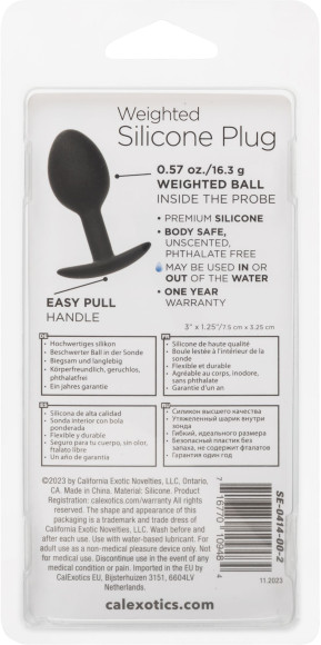 Черная анальная пробка из силикона Weighted Silicone Plug - 7,5 см. Черная анальная пробка из силикона Weighted Silicone Plug - 7,5 см.