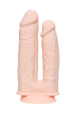 Телесный анально-вагинальный вибратор RealStick Silicone Jason M - 18 см.