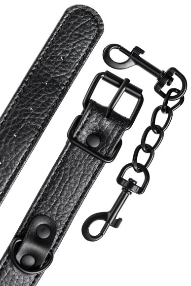 Узкие черные наручники на сцепке Узкие черные наручники на сцепке