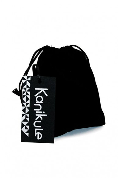 Золотистая алюминиевая анальная пробка с голубым кристаллом - 7 см.