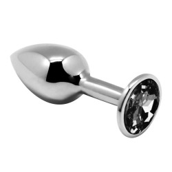 Серебристая анальная втулка с черным кристаллом Mini Metal Butt Plug Size S - 7 см. Серебристая анальная втулка с черным кристаллом Mini Metal Butt Plug Size S - 7 см.
