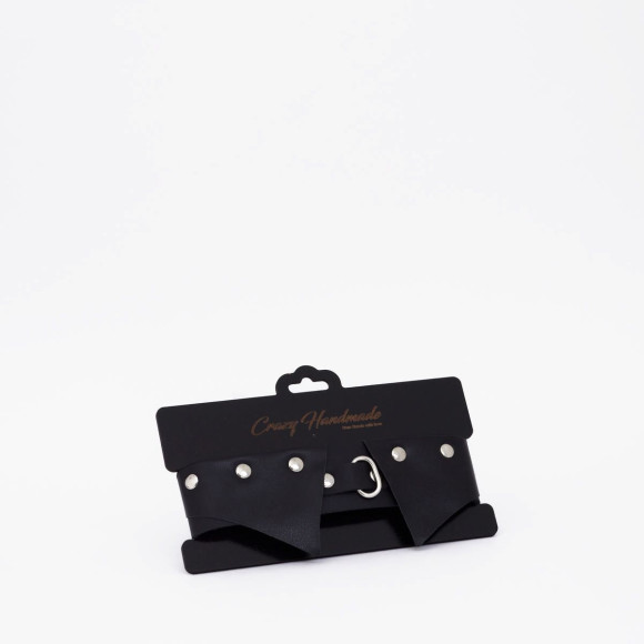 Черный однослойный кожаный ошейник с имитацией воротничка Черный однослойный кожаный ошейник с имитацией воротничка