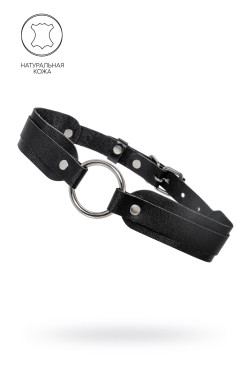 Черный кожаный чокер-ошейник со скруглёнными углами