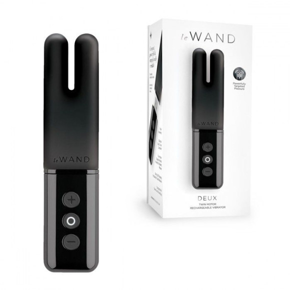 Чёрный двухмоторный мини-вибратор Le Wand Deux Чёрный двухмоторный мини-вибратор Le Wand Deux