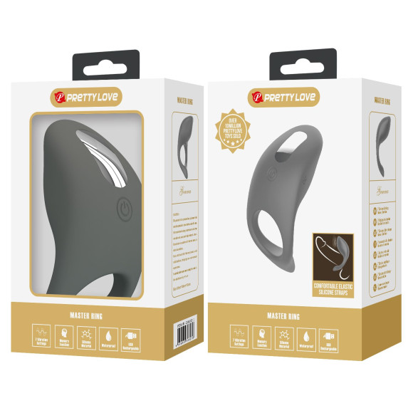 Серое эрекционное кольцо с вибростимуляцией клитора Серое эрекционное кольцо с вибростимуляцией клитора